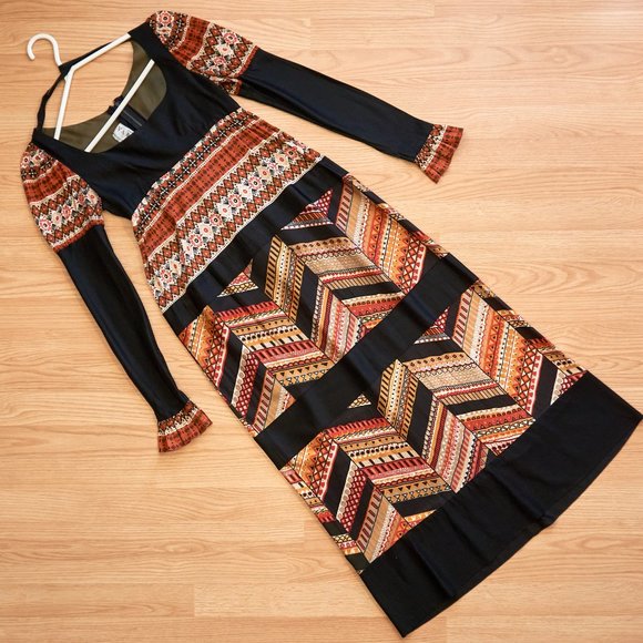 Vintage 60s Jean Varon Printed Maxi Babydoll Dress, Size XS, Made in England - Picture 1 of 10